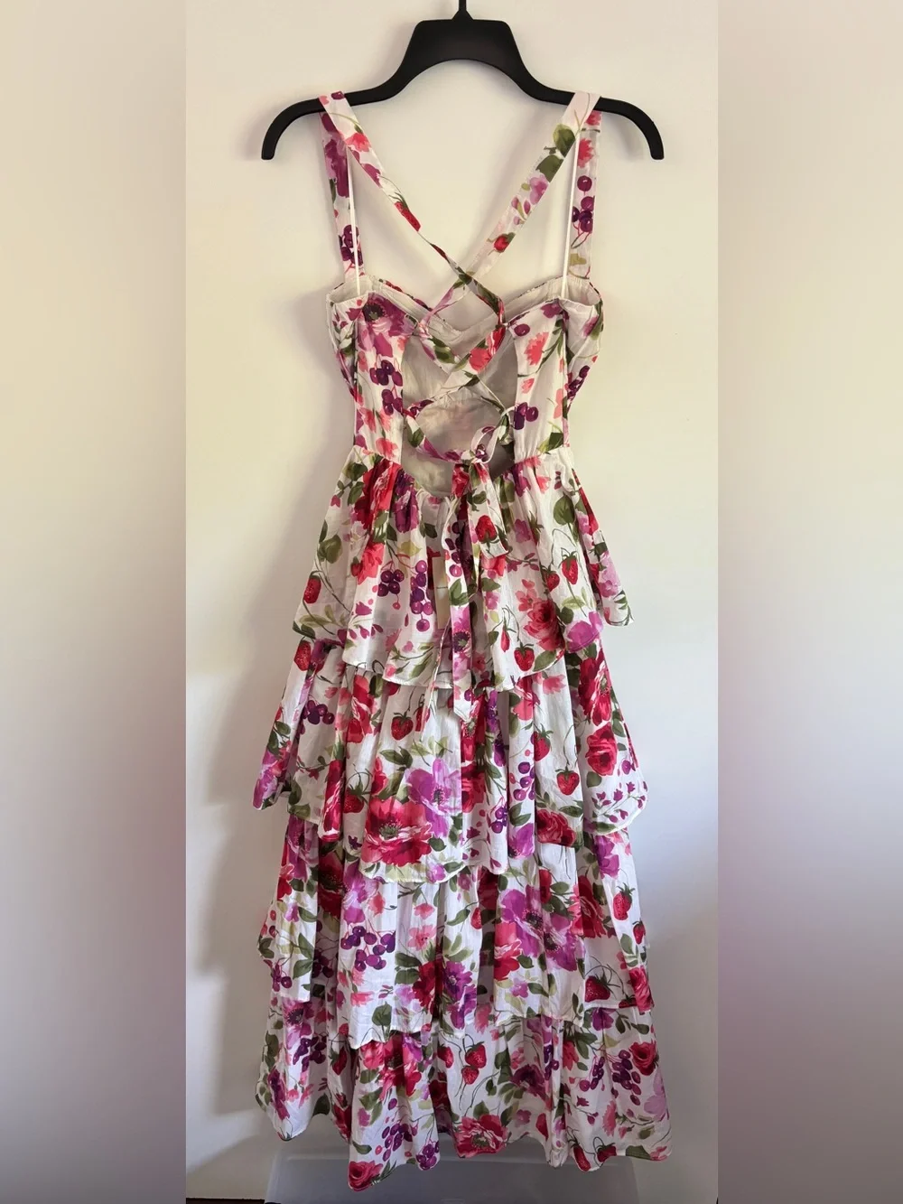 Abercrombie & Fitch NWT Floral Tiered Maxi Dress Cross Tie Back